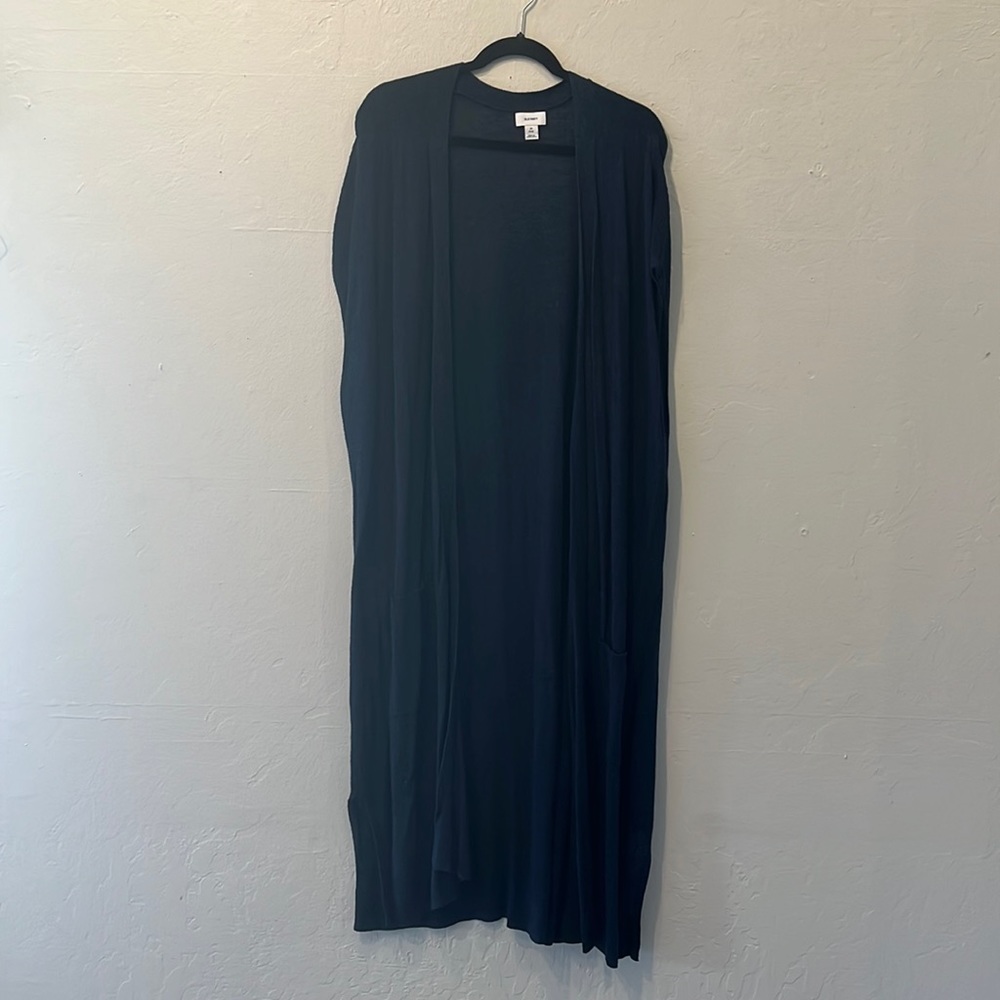 Plus size Old Navy blue sleeveless ankle length cardigan